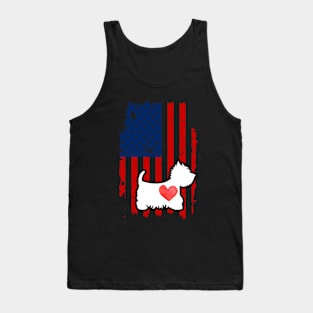 Westie Merica Usa American Flag Tank Top